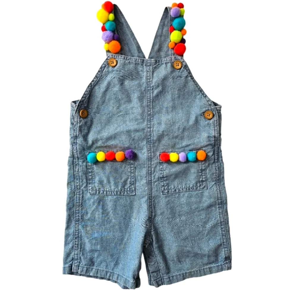 1st Birthday Set Pom Pom Overalls,Gingham Hat,Red Wooden 1 ,HighChair+Gift Table